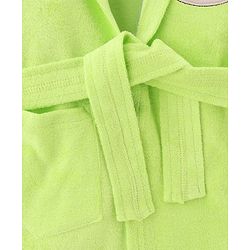 Babyhug Terry Knit Full Sleeves Hooded Bath Robe with Bear Face Patch- Lime Green