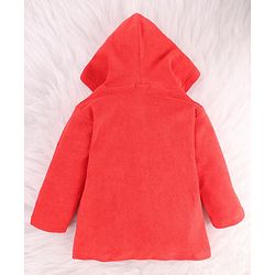 Babyhug Terry Knit Full Sleeves Hooded Bath Robe with Duck Patch -Red