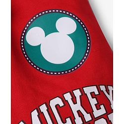 Babyhug Disney 100% Cotton Terry Full Sleeves T-Shirt, Hooded Sweatshirt and Jogger with Mickey Mouse Graphic Print - Navy Blue White & Red
