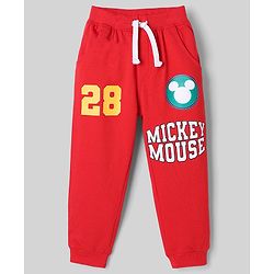 Babyhug Disney 100% Cotton Terry Full Sleeves T-Shirt, Hooded Sweatshirt and Jogger with Mickey Mouse Graphic Print - Navy Blue White & Red