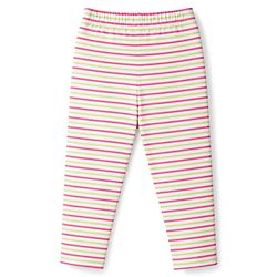 Babyhug Cotton Lycra Knit Full Length Polka Dots Solid & Striped Leggings Pack Of 5 - Dark Pink Navy Blue & Lime Green
