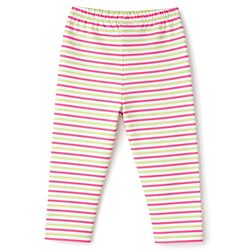 Babyhug Cotton Lycra Knit Full Length Polka Dots Solid & Striped Leggings Pack Of 5 - Dark Pink Navy Blue & Lime Green