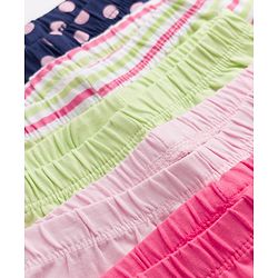 Babyhug Cotton Lycra Knit Full Length Polka Dots Solid & Striped Leggings Pack Of 5 - Dark Pink Navy Blue & Lime Green