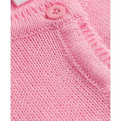 Babyhug Knit Full Sleeves Front Open Sweater With Bow Applique - Pink