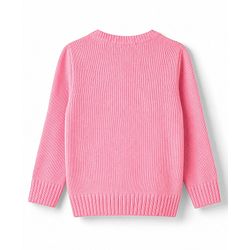 Babyhug Knit Full Sleeves Front Open Sweater With Bow Applique - Pink