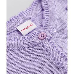 Babyhug Knit Full Sleeves Front Open Sweater With Bow Applique - Lavender