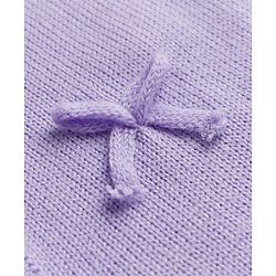 Babyhug Knit Full Sleeves Front Open Sweater With Bow Applique - Lavender