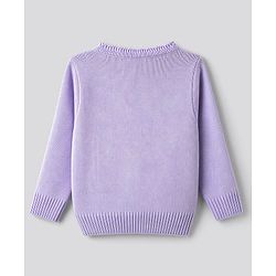 Babyhug Knit Full Sleeves Front Open Sweater With Bow Applique - Lavender