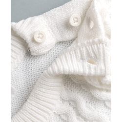 Babyhug Knit Full Sleeves Solid Colour Pullover with Cable Knit Design & Floral Applique-White