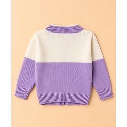 Babyhug Knit Full Sleeves Sweater Set With Cable Knit Design - Purple