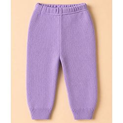 Babyhug Knit Full Sleeves Sweater Set With Cable Knit Design - Purple