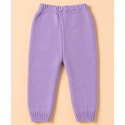 Babyhug Knit Full Sleeves Sweater Set With Cable Knit Design - Purple