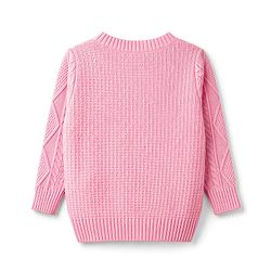 Babyhug Knit Full Sleeves Front Open Sweater With Cable Knit Design - Pink