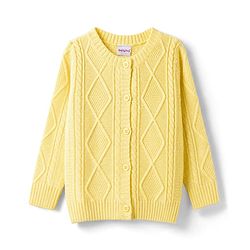 Babyhug Knit Full Sleeves Front Open Sweater With Cable Knit Design - Yellow