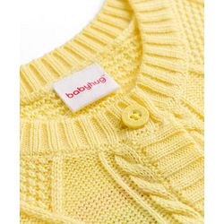 Babyhug Knit Full Sleeves Front Open Sweater With Cable Knit Design - Yellow