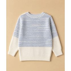 Babyhug Cotton Knit Full Sleeves Pullover With Snowman Applique - Sky Blue