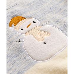 Babyhug Cotton Knit Full Sleeves Pullover With Snowman Applique - Sky Blue