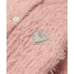 Babyhug  Knit Full Sleeves Front Open Sweater with Heart Design -Pink