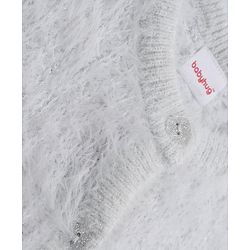 Babyhug Knit Full Sleeves Front Open Sweater with Heart Design - White