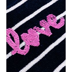Babyhug Knit Full Sleeves Striped Pullovers With Love Sequin - Navy Blue
