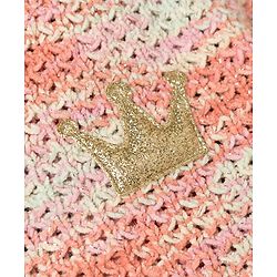 Babyhug Knit Full Sleeves Pullovers With Crown Applique - Peach