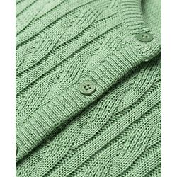 Babyhug  Knit Full Sleeves Front Open Solid Colour Sweaters with Cable Knit Design - Green