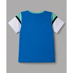 Babyhug Cotton Knit Half Sleeves T-Shirt with Rugby Club Patch - Blue
