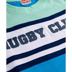 Babyhug Cotton Knit Half Sleeves T-Shirt with Rugby Club Patch - Blue
