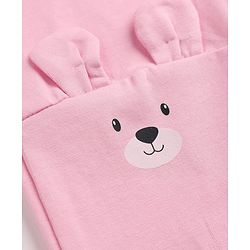 Babyhug Cotton Lycra Elastane Knit Leggings with Full Length and Bear Print& Applique - Pink