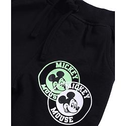 Babyhug Disney 100% Cotton Knit Full Length Jogger With Mickey Mouse & Friends Graphics - Black