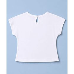 Babyhug 100% Cotton Knit T-Shirt Half Sleeves with Floral Print - White