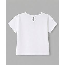 Babyhug 100% Cotton Knit T-Shirt Half Sleeves with Floral Print - White