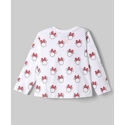 Babyhug Disney Single Jersey Knit Full Sleeves Frock With Inner Tee and Minnie Mouse Graphic - Red & White