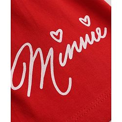 Babyhug Disney Single Jersey Knit Full Sleeves Frock With Inner Tee and Minnie Mouse Graphic - Red & White