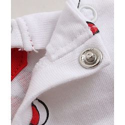 Babyhug Disney Single Jersey Knit Full Sleeves Frock With Inner Tee and Minnie Mouse Graphic - Red & White