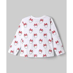 Babyhug Disney Single Jersey Knit Full Sleeves Frock With Inner Tee and Minnie Mouse Graphic - Red & White
