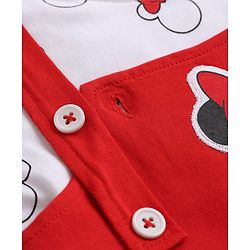 Babyhug Disney Single Jersey Knit Full Sleeves Frock With Inner Tee and Minnie Mouse Graphic - Red & White
