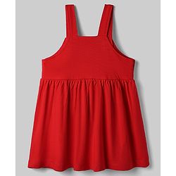 Babyhug Disney Single Jersey Knit Full Sleeves Frock With Inner Tee and Minnie Mouse Graphic - Red & White