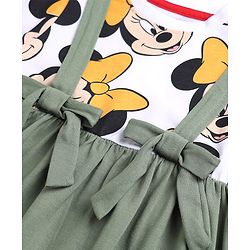 Babyhug Disney Cotton Single Jersey Knit Full Sleeves Minnie Mouse Printed Frock - White & Green