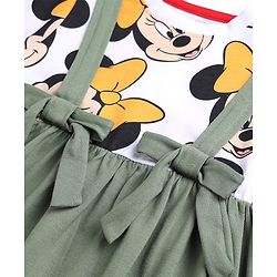 Babyhug Disney Cotton Single Jersey Knit Full Sleeves Minnie Mouse Printed Frock - White & Green