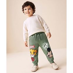 Babyhug Disney Terry Knit Full Length Mickey Mouse & Friends Printed Lounge Pant - Light Green