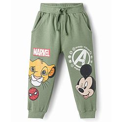 Babyhug Disney Terry Knit Full Length Mickey Mouse & Friends Printed Lounge Pant - Light Green