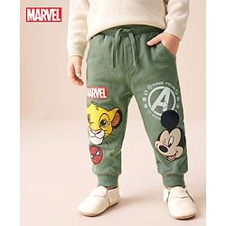 Babyhug Disney Terry Knit Full Length Mickey Mouse & Friends Printed Lounge Pant - Light Green