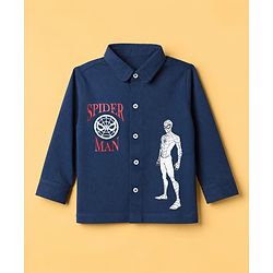 Babyhug Marvel 100% Cotton Single Jersey Knit Shirt and T-shirt With Full Sleeves and Spider-man Print in Navy Blue
