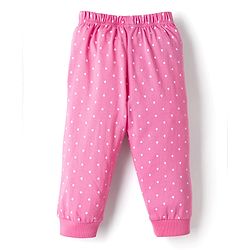Babyhug Disney Single Jersey Knit Full Sleeves T-shirt & Pyjama Night Suit With Marie Graphic & Polka Dot Print -Pink