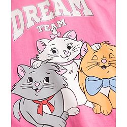 Babyhug Disney Single Jersey Knit Full Sleeves T-shirt & Pyjama Night Suit With Marie Graphic & Polka Dot Print -Pink