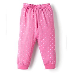 Babyhug Disney Single Jersey Knit Full Sleeves T-shirt & Pyjama Night Suit With Marie Graphic & Polka Dot Print -Pink
