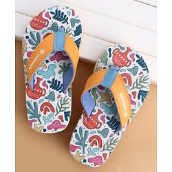 Cute Walk by Babyhug Slip On Flip Flops With Tropical Print - White