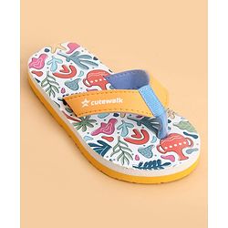 Cute Walk by Babyhug Slip On Flip Flops With Tropical Print - White