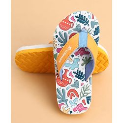 Cute Walk by Babyhug Slip On Flip Flops With Tropical Print - White